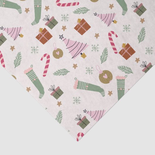 Schattigee grillige groene roze gezellige winterke tissuepapier (Detail)