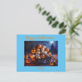 Schattigee grillige Halloween heks, gepersonalisee Briefkaart (Staand voorkant)