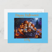 Schattigee grillige Halloween heks, gepersonalisee Briefkaart (Voorkant / Achterkant)
