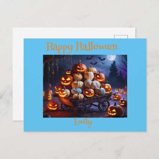 Schattigee grillige Halloween heks, gepersonalisee Briefkaart (Voorkant / Achterkant)