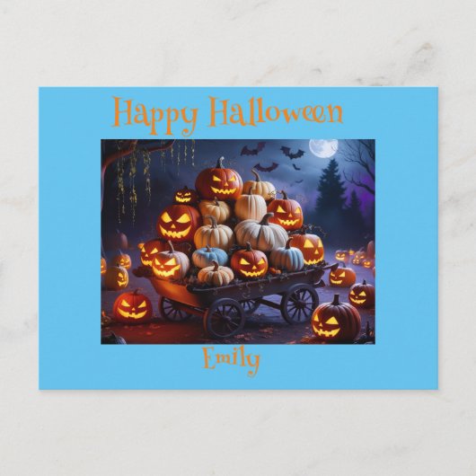Schattigee grillige Halloween heks, gepersonalisee Briefkaart (Voorkant)