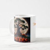 Schattigee grillige Halloween heks, gepersonalisee Koffiemok (Voorkant links)