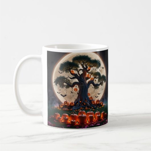 Schattigee grillige Halloween heks, gepersonalisee Koffiemok (Links)