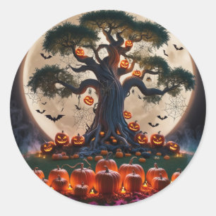 Schattigee grillige Halloween heks, gepersonalisee Ronde Sticker