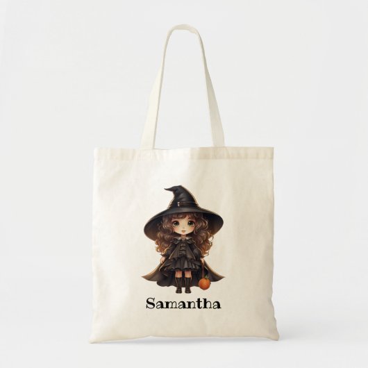 Schattigee grillige Halloween heks Tote Bag (Voorkant)
