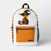 Schattigee/grillige Halloween kat Bedrukte Rugzak (Voorkant)