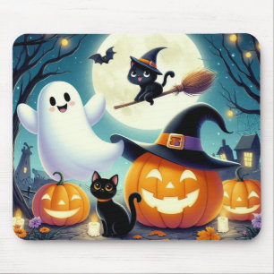 Schattigee, grillige Halloween pompoen, kat en gee Muismat