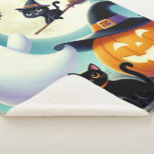 Schattigee, grillige Halloween pompoen, kat en gee Sherpa Deken (3/4)