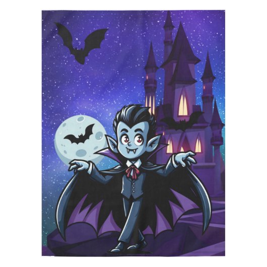 Schattigee, grillige Halloween vampier Tafelkleed (Voorkant)