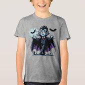 Schattigee, grillige Halloween vampier Tri-Blend Shirt (Voorkant)