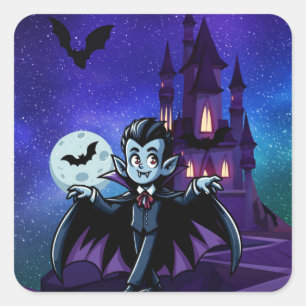 Schattigee, grillige Halloween vampier Vierkante Sticker