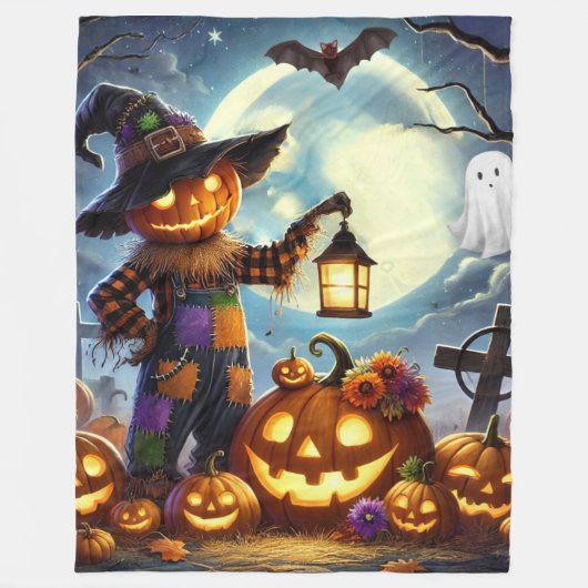 Schattigee, grillige Halloween vogelverschrikker & Fleece Deken (Voorkant)