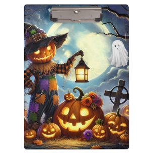 Schattigee, grillige Halloween vogelverschrikker & Klembord