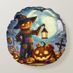 Schattigee, grillige Halloween vogelverschrikker & Rond Kussen