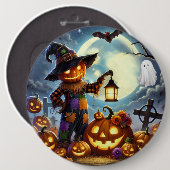 Schattigee, grillige Halloween vogelverschrikker & Ronde Button 6,0 Cm (Voorkant /achterkant)