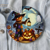 Schattigee, grillige Halloween vogelverschrikker & Ronde Button 6,0 Cm (In situ)