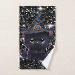 Schattigee grillige Halloween zwarte kat Bad Handdoek
