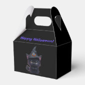 Schattigee grillige Halloween zwarte kat Bedankdoosjes (Voorkant Zijde)