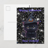 Schattigee grillige Halloween zwarte kat Briefkaart (Voorkant / Achterkant)