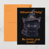 Schattigee grillige Halloween zwarte kat Briefkaart (Voorkant / Achterkant)