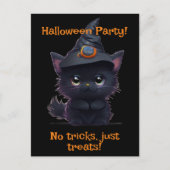 Schattigee grillige Halloween zwarte kat Briefkaart (Voorkant)