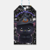 Schattigee grillige Halloween zwarte kat Cadeaulabel (Voorkant)