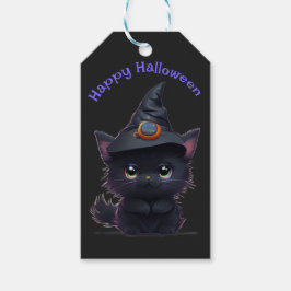 Schattigee grillige Halloween zwarte kat Cadeaulabel