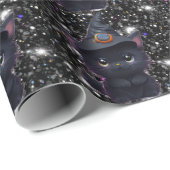 Schattigee grillige Halloween zwarte kat Cadeaupapier (Rol Hoek)