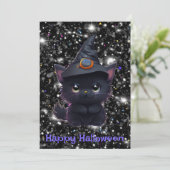 Schattigee grillige Halloween zwarte kat Kaart (Staand voorkant)