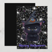 Schattigee grillige Halloween zwarte kat Kaart (Voorkant / Achterkant)
