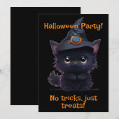 Schattigee grillige Halloween zwarte kat Kaart (Voorkant / Achterkant)