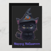 Schattigee grillige Halloween zwarte kat Kaart (Voorkant / Achterkant)