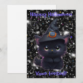 Schattigee grillige Halloween zwarte kat Kaart (Voorkant / Achterkant)