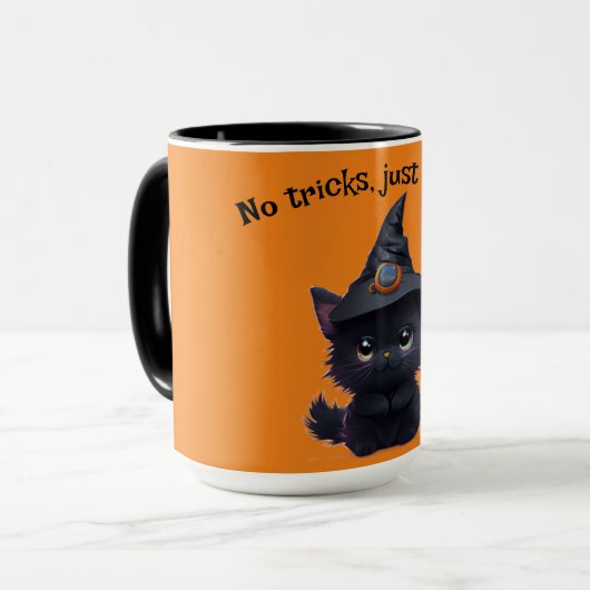 Schattigee grillige Halloween zwarte kat Mok (Voorkant links)