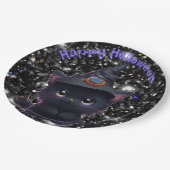 Schattigee grillige Halloween zwarte kat Papieren Bordje (Gekanteld)