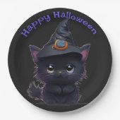 Schattigee grillige Halloween zwarte kat Papieren Bordje (Voorkant)