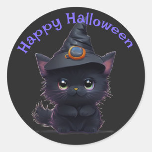 Schattigee grillige Halloween zwarte kat Ronde Sticker