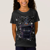 Schattigee grillige Halloween zwarte kat T-shirt (Voorkant)