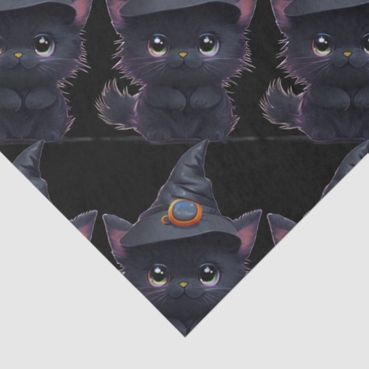 Schattigee grillige Halloween zwarte kat Tissuepapier (Detail)