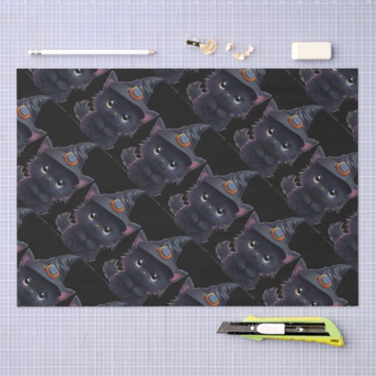 Schattigee grillige Halloween zwarte kat Tissuepapier (Craft)