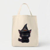 Schattigee grillige Halloween zwarte kat Tote Bag (Voorkant)