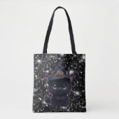 Schattigee grillige Halloween zwarte kat Tote Bag (Voorkant)