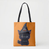 Schattigee grillige Halloween zwarte kat Tote Bag (Voorkant)