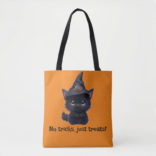 Schattigee grillige Halloween zwarte kat Tote Bag (Voorkant)