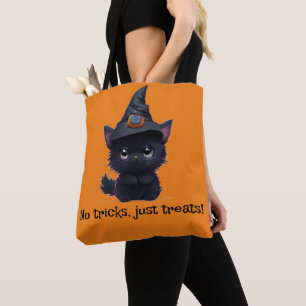 Schattigee grillige Halloween zwarte kat Tote Bag