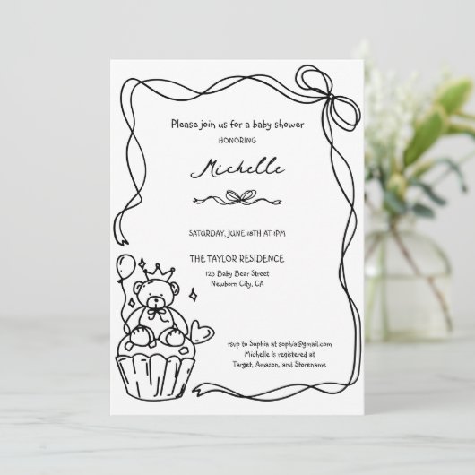 Schattigee grillige hand getekend blauw Baby showe Kaart (Staand voorkant)