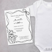 Schattigee grillige hand getekend blauw Baby showe Kaart