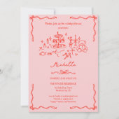 Schattigee grillige hand getekend rood roze Baby s Kaart (Voorkant)