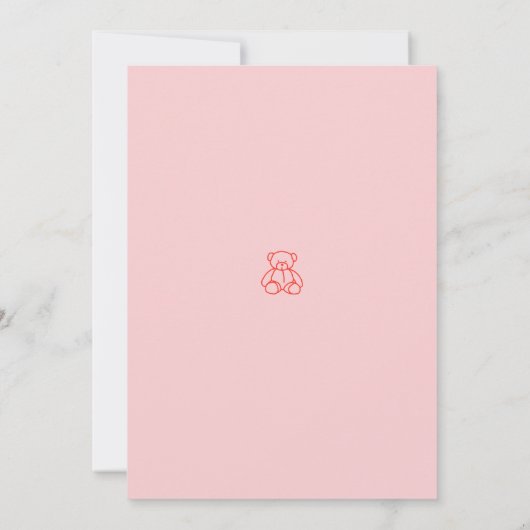 Schattigee grillige hand getekend rood roze Baby s Kaart (Achterkant)