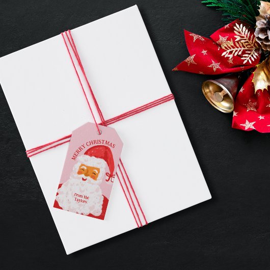 Schattigee grillige hand getekend Santa Claus Naam Cadeaulabel